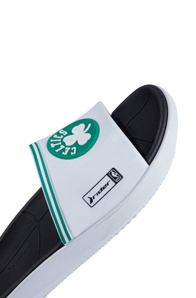 Chinelo Slide Rider Block NBA Boston Celtics Preto/Branco - NewSkull
