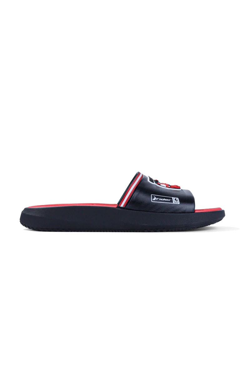 Chinelo Slide Rider Block NBA Chicago Bulls Preto/Vermelho - NewSkull