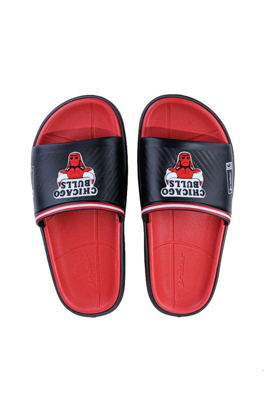 Chinelo Slide Rider Block NBA Chicago Bulls Preto/Vermelho - NewSkull
