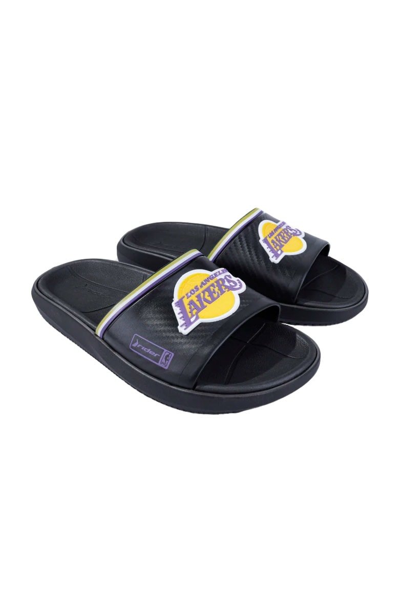 Chinelo Slide Rider Block NBA Los Angeles Lakers Preto/Amarelo - NewSkull