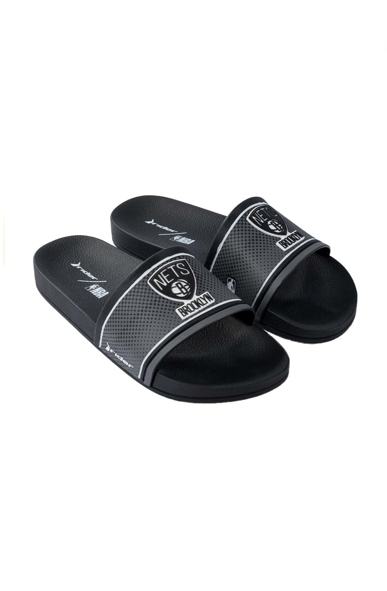 Chinelo Slide Rider Full 86 NBA Brooklyn Nets Preto/Cinza - NewSkull