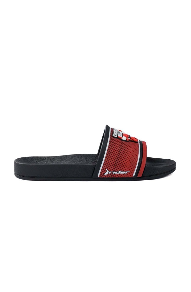 Chinelo Slide Rider Full 86 NBA Chicago Bulls Preto/Vermelho - NewSkull