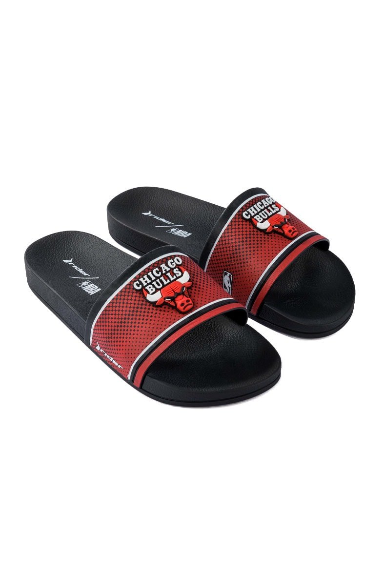 Chinelo Slide Rider Full 86 NBA Chicago Bulls Preto/Vermelho - NewSkull