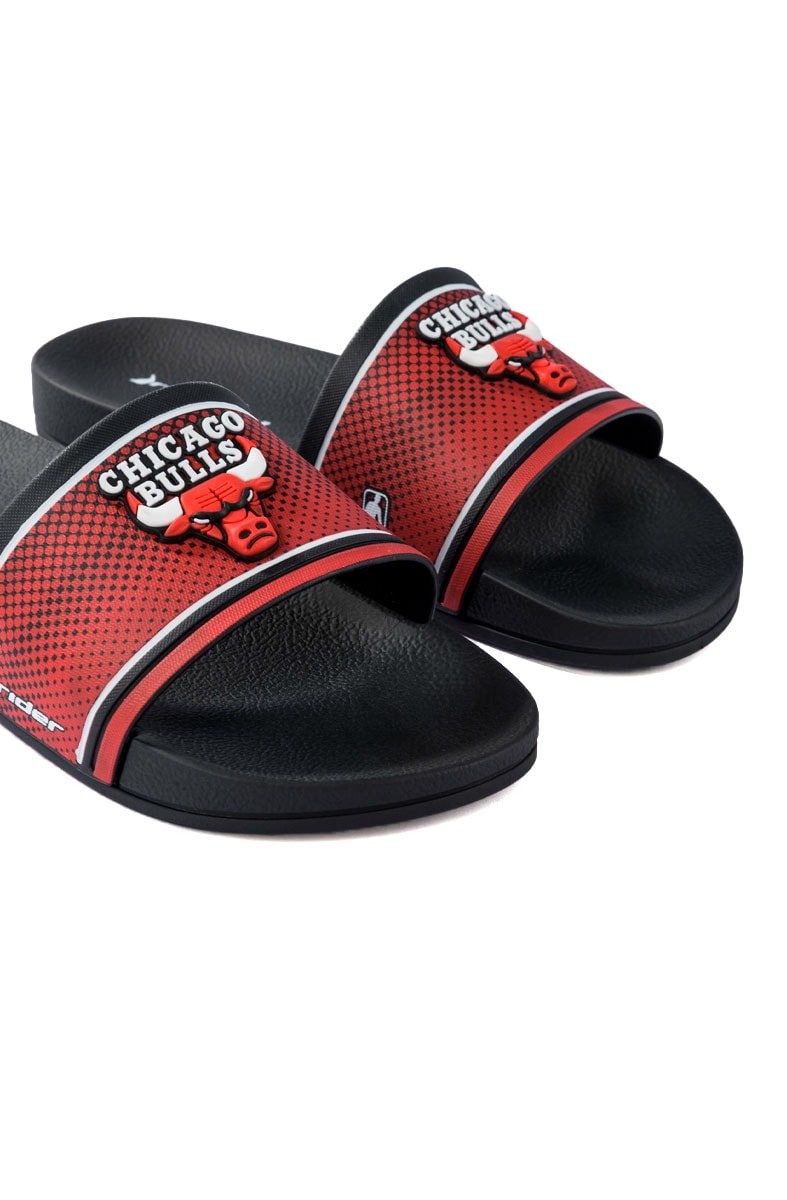 Chinelo Slide Rider Full 86 NBA Chicago Bulls Preto/Vermelho - NewSkull