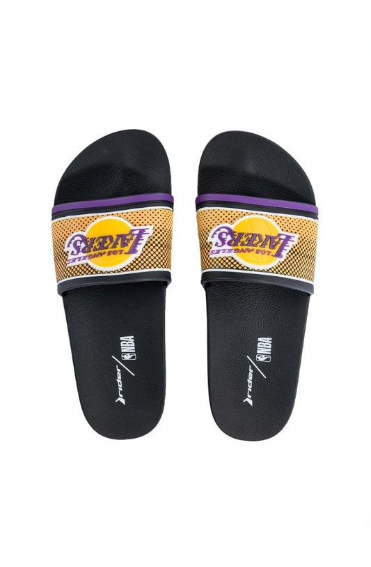 Chinelo Slide Rider Full 86 NBA Los Angeles Lakers Preto/Amarelo - NewSkull
