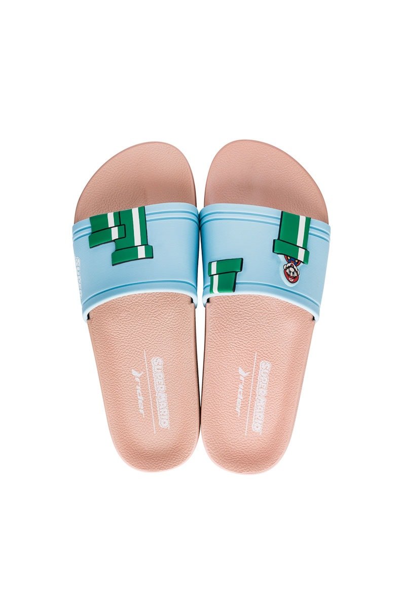 Chinelo Slide Rider + Meia Super Mario Bege/Azul/Vermelho - NewSkull