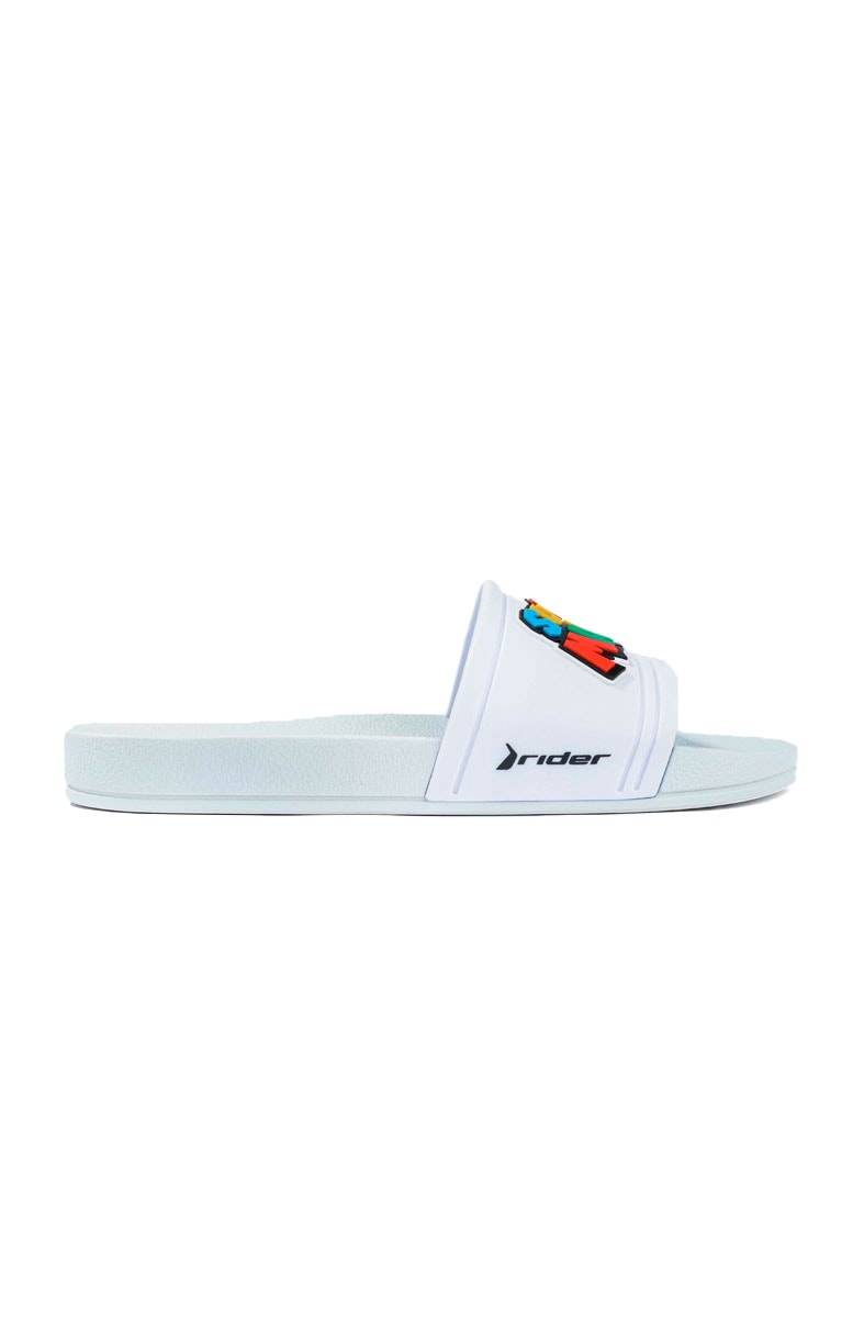 Chinelo Slide Rider + Meia Super Mario Branco/Branco - NewSkull