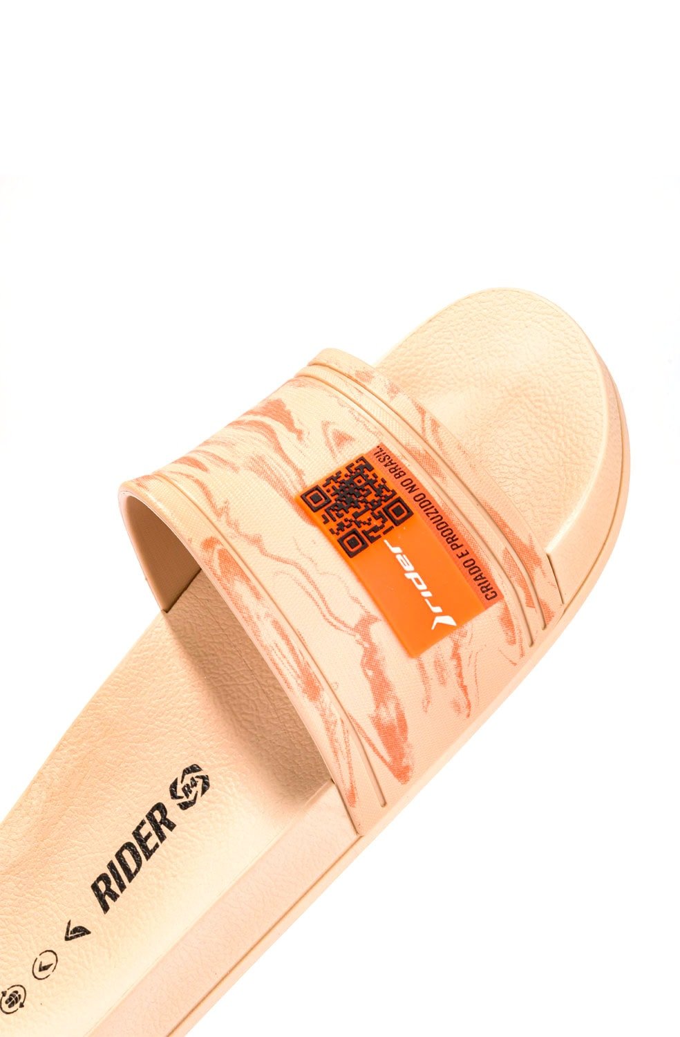 Chinelo Slide Rider R4 Bege/Laranja - NewSkull