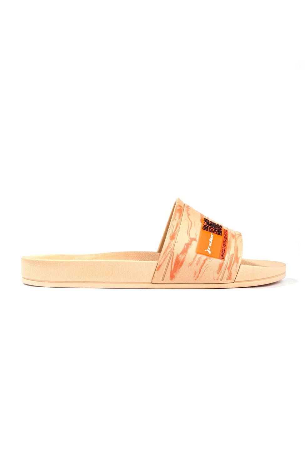 Chinelo Slide Rider R4 Bege/Laranja - NewSkull