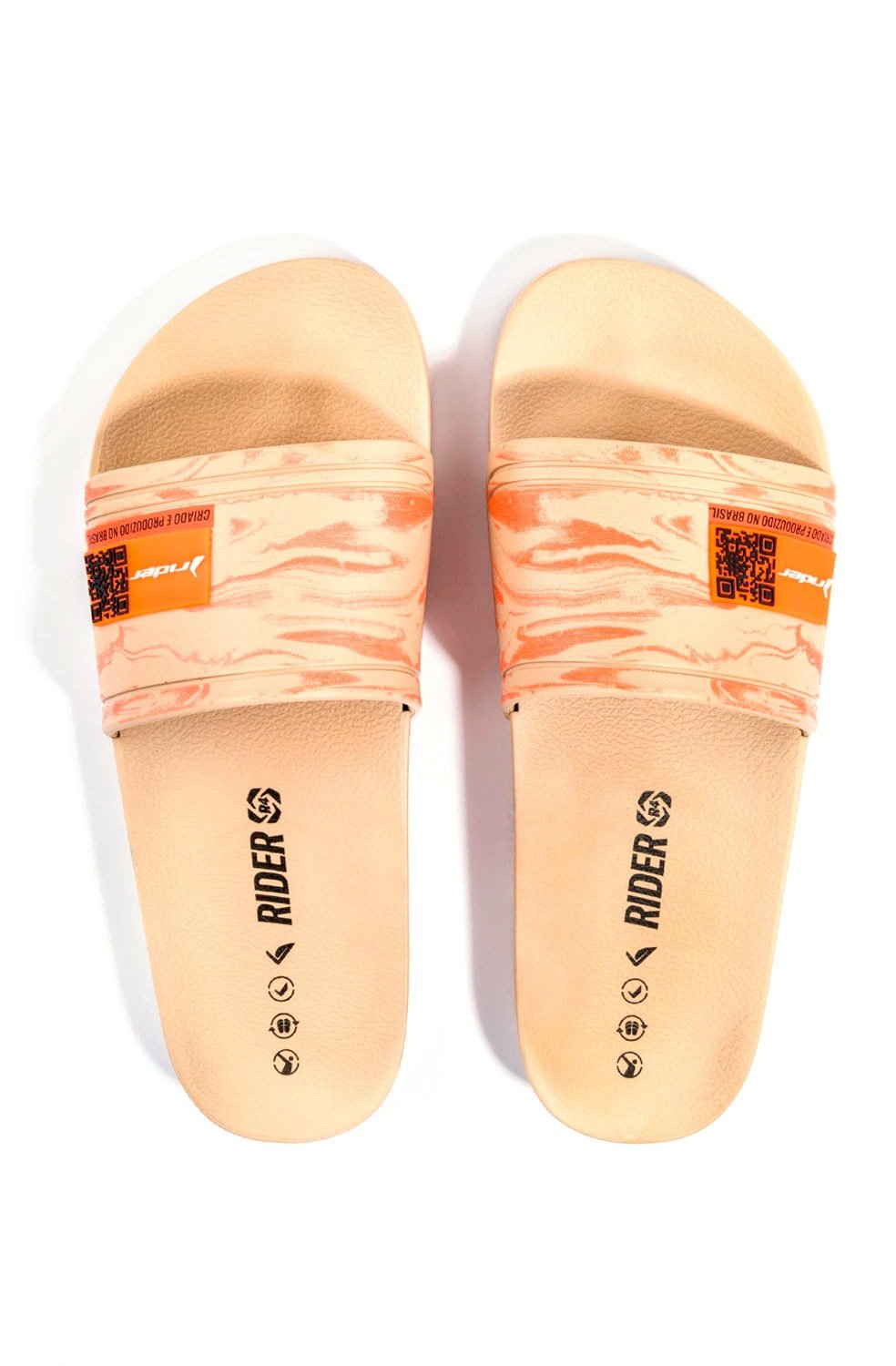 Chinelo Slide Rider R4 Bege/Laranja - NewSkull
