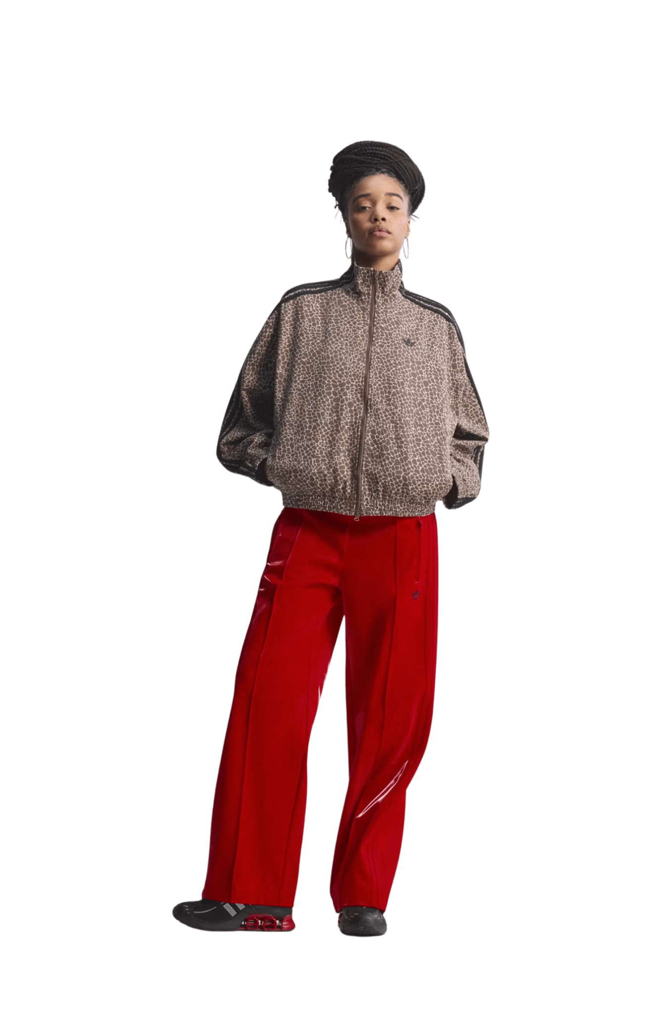 Jaqueta Adidas Jeans Oversized Firebird AOP Marrom/Preto - NewSkull