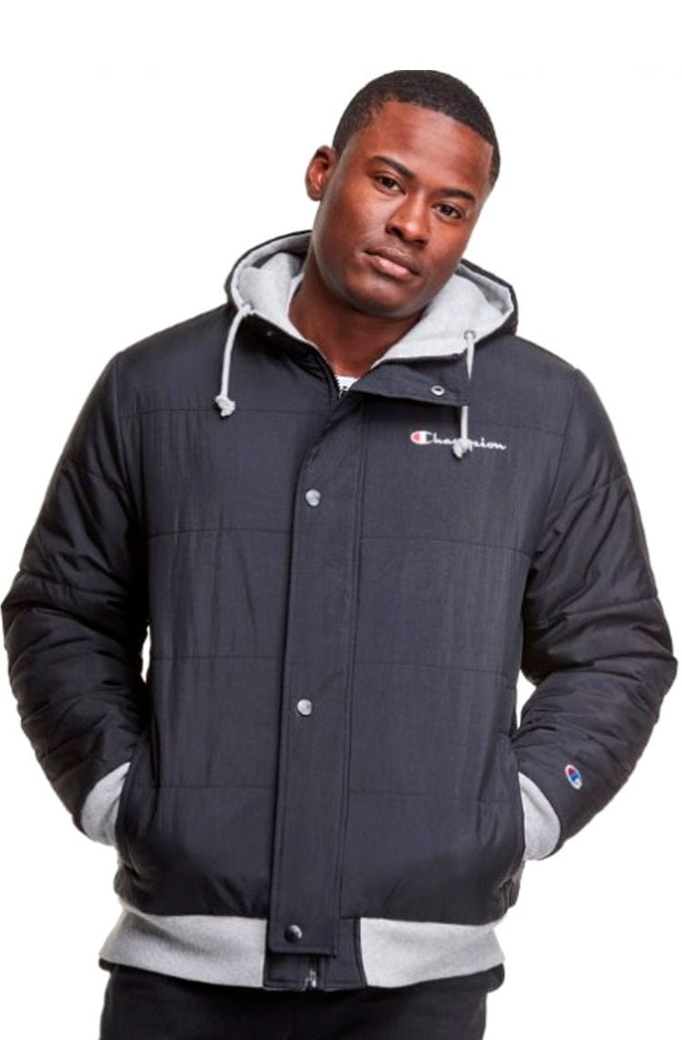 Jaqueta Champion Reversible Powerblend Puffer Preto/Cinza - NewSkull