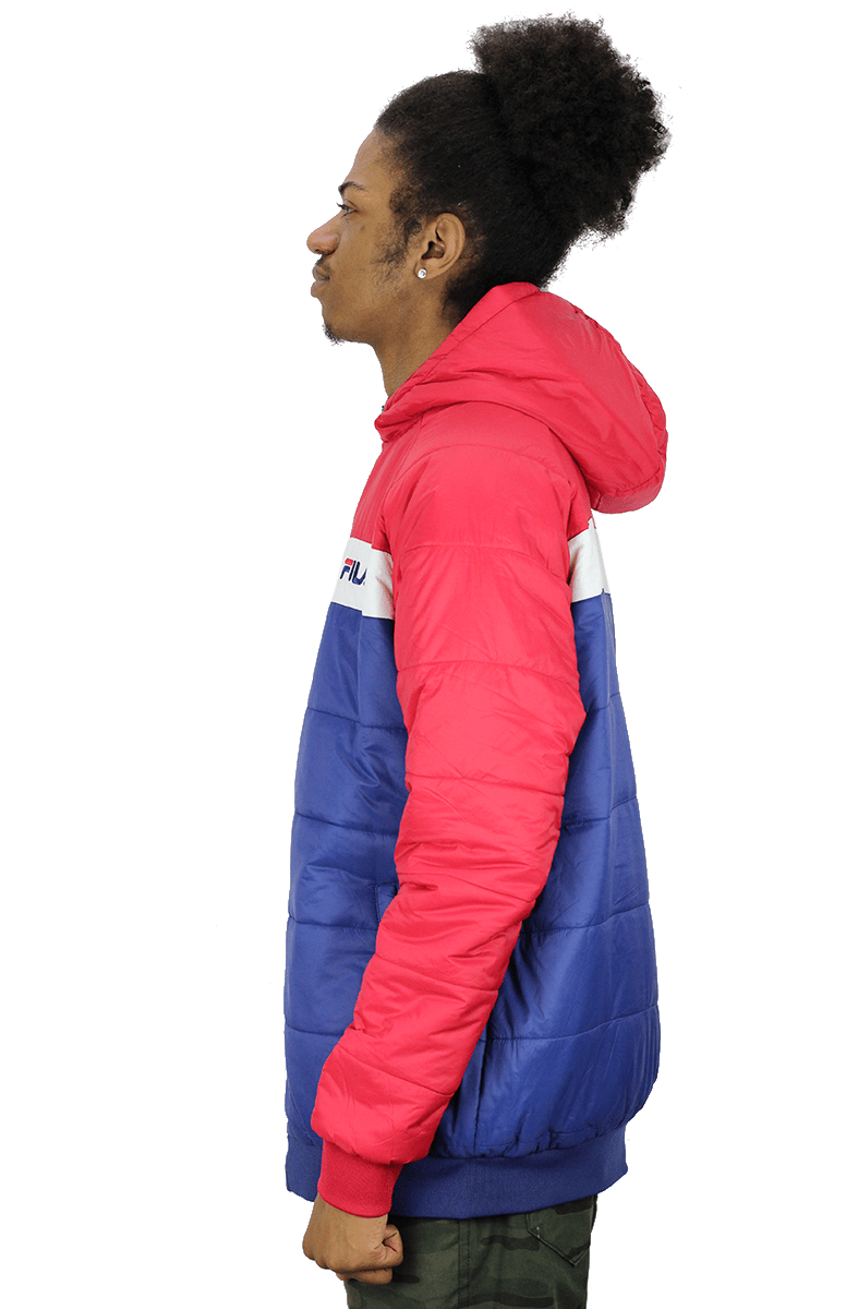 JAQUETA FILA PADDED COM CAPUZ AZUL/VERMELHA - NewSkull