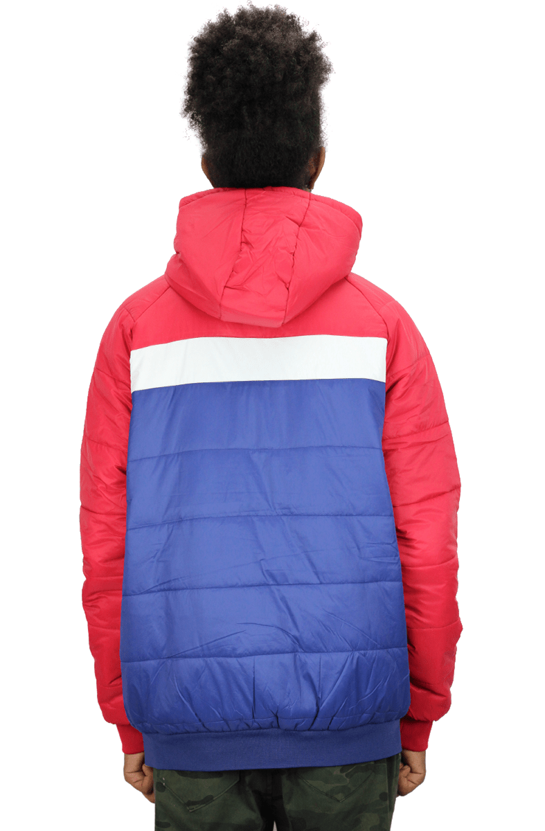 JAQUETA FILA PADDED COM CAPUZ AZUL/VERMELHA - NewSkull