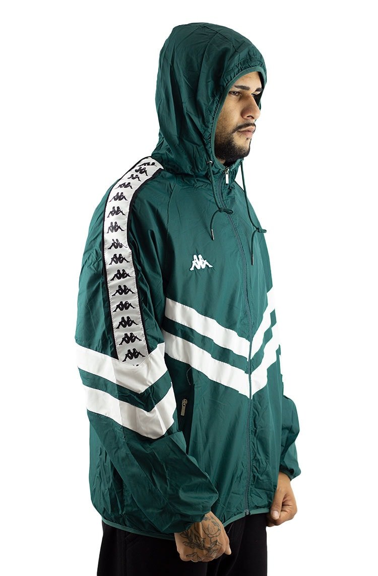 Jaqueta Kappa Corta Vento Banda Verde/Branca - NewSkull