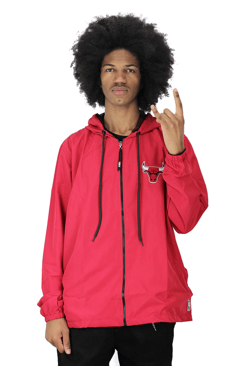 Jaqueta NBA Corta Vento Chicago Bulls Capuz Vermelha - NewSkull