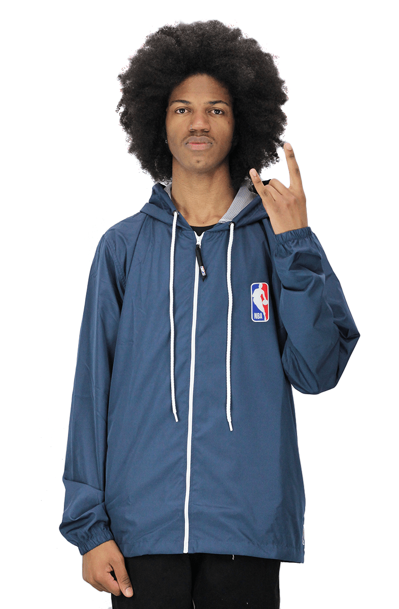 Jaqueta NBA Corta Vento Resicolor Logo Capuz Azul - NewSkull