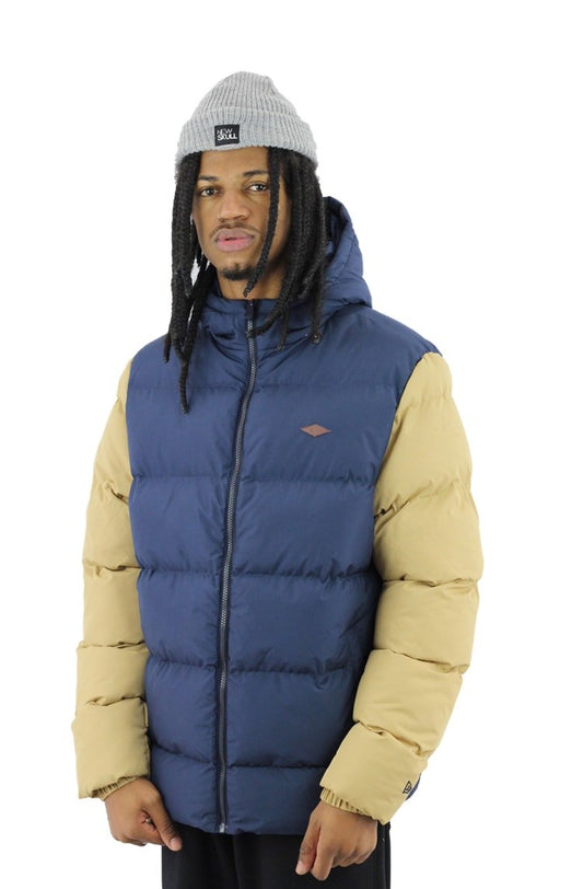Jaqueta New Era Estofada Puffer Dual Color Azul/Bege - NewSkull