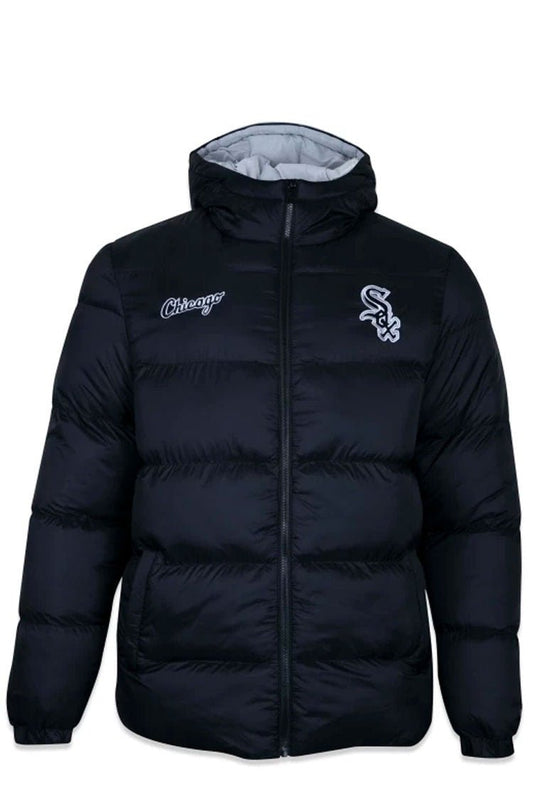 Jaqueta New Era Puffer MLB Chicago White Sox Preto/Branco - NewSkull