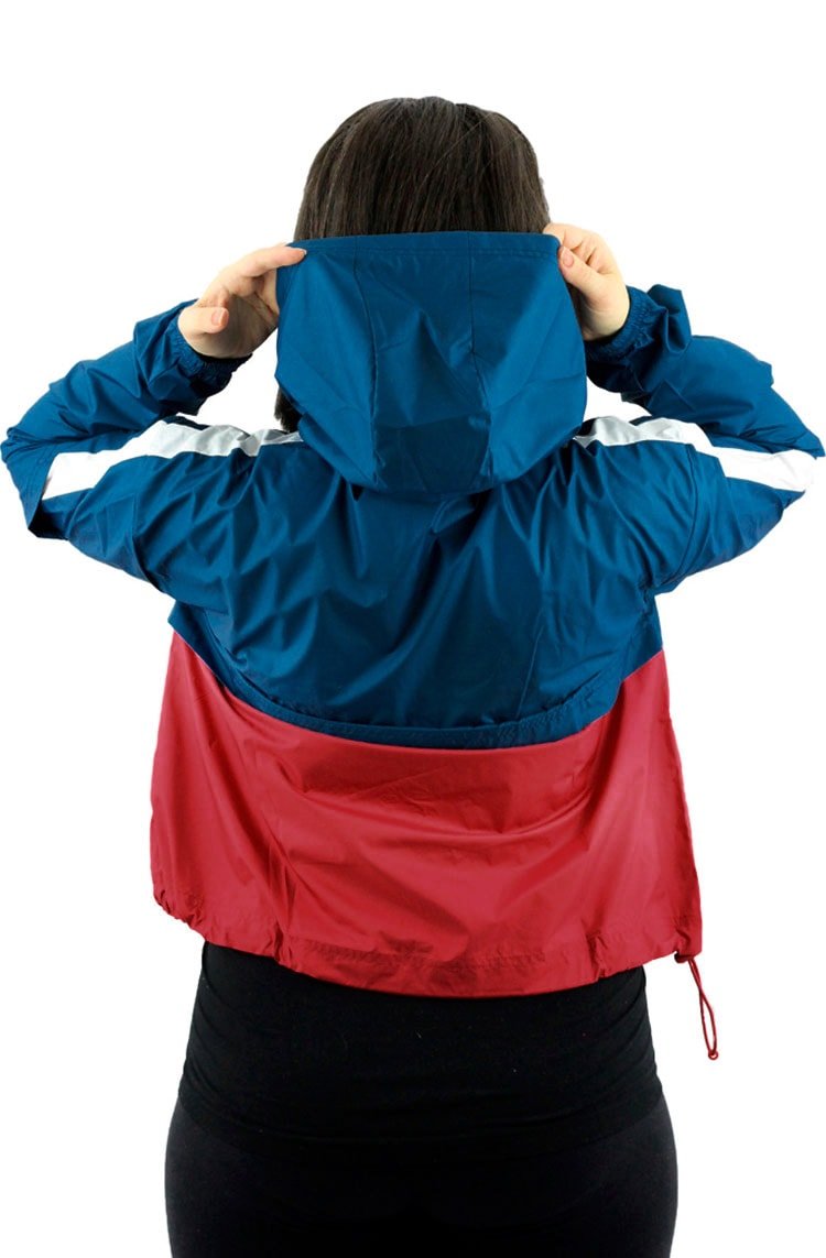 Jaqueta NIKE Corta Vento Capuz Sportswear Feminina Azul/Vermelha - NewSkull