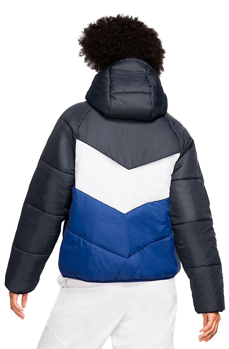 Jaqueta Nike Sportswear Estofada Windrunner Feminina Preta/Branca/Azul - NewSkull