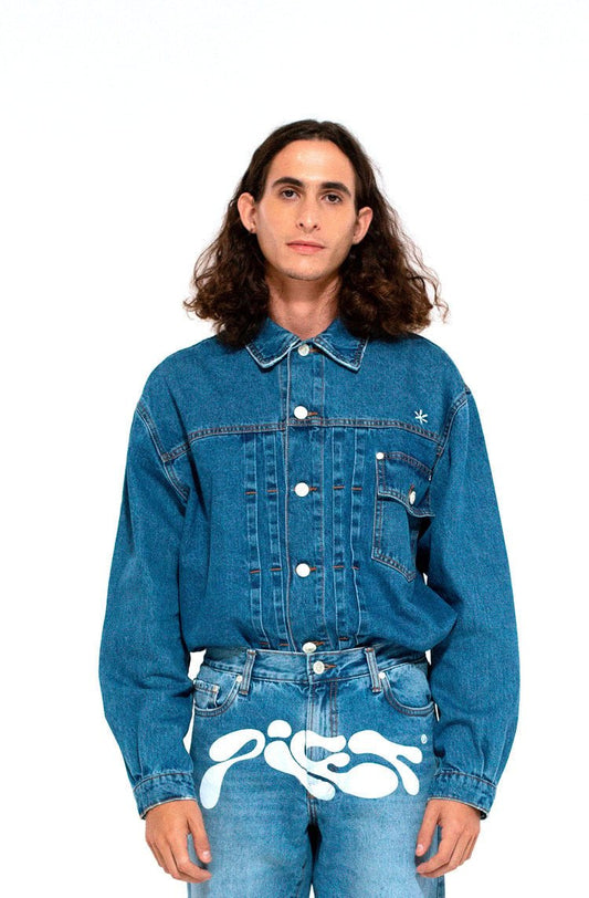 Jaqueta Piet 1940 Washed Denim Trucker Jacket Azul - NewSkull
