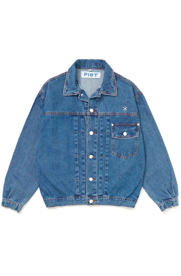 Jaqueta Piet 1940 Washed Denim Trucker Jacket Azul - NewSkull