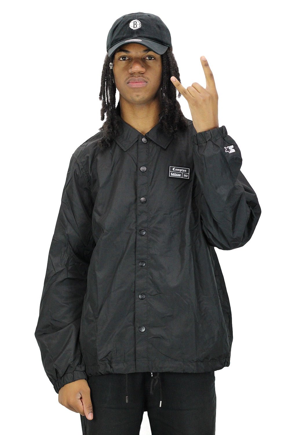 JAQUETA STARTER COMPTON CORTA VENTO CAPUZ PRETA - NewSkull