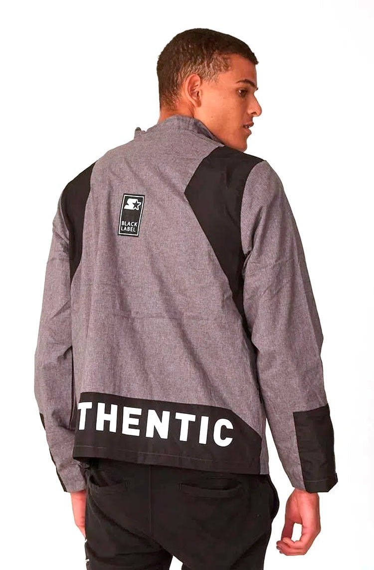 Jaqueta Starter Corta Vento Aberta Cinza Mescla/Preto - NewSkull