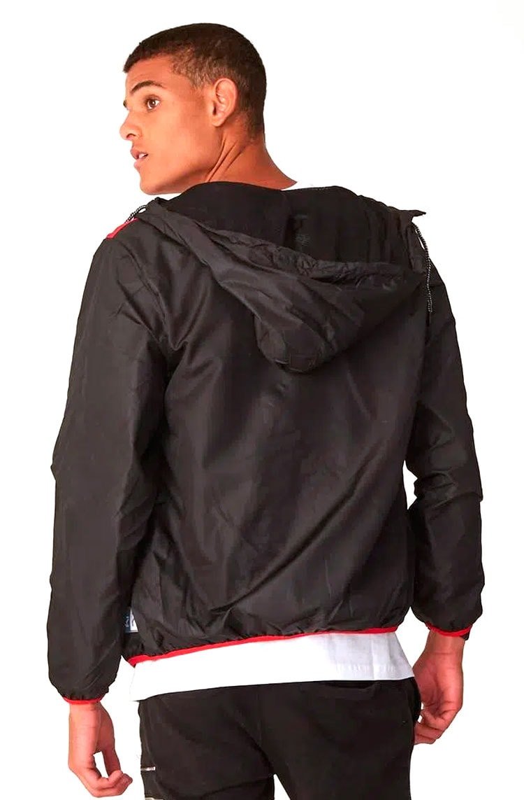 Jaqueta Starter Corta Vento Aberta Com Capuz Preto/Vermelho - NewSkull