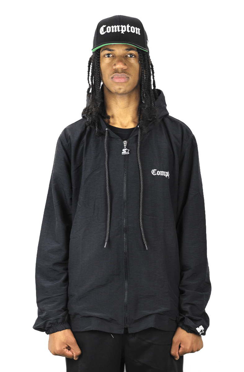 Jaqueta Starter Corta Vento Compton Capuz Preto - NewSkull