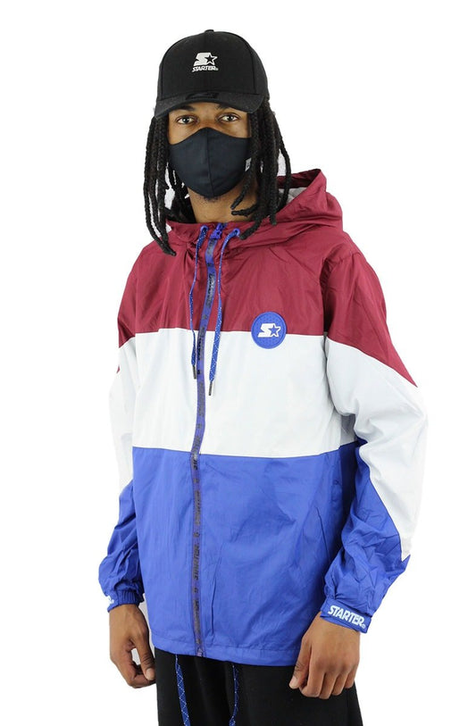 Jaqueta Starter Corta Vento Tri Color Bordo/Branco/Azul - NewSkull