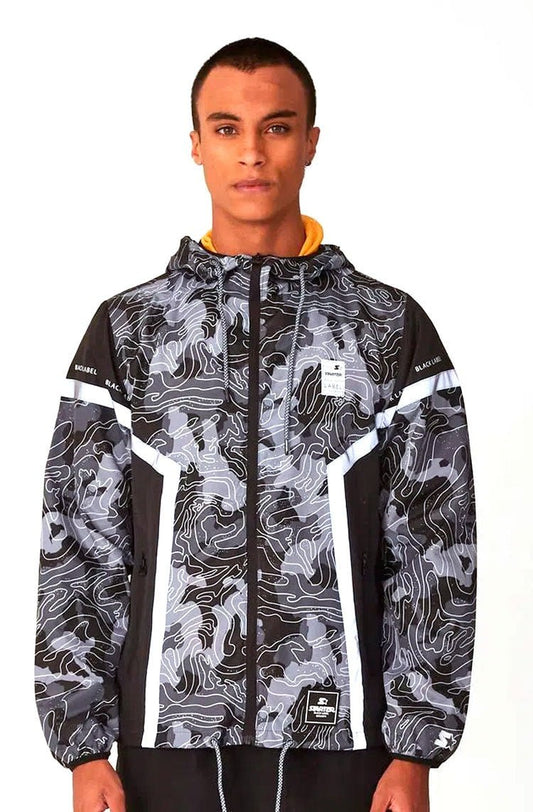Jaqueta Starter Windbreaker Refletiva Preto/Cinza - NewSkull