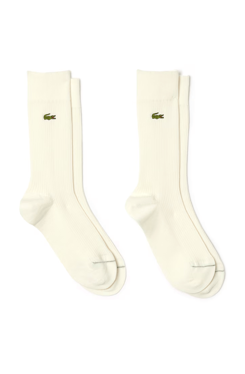 Kit 2 Meias Lacoste Canelada Lisa Branco - NewSkull