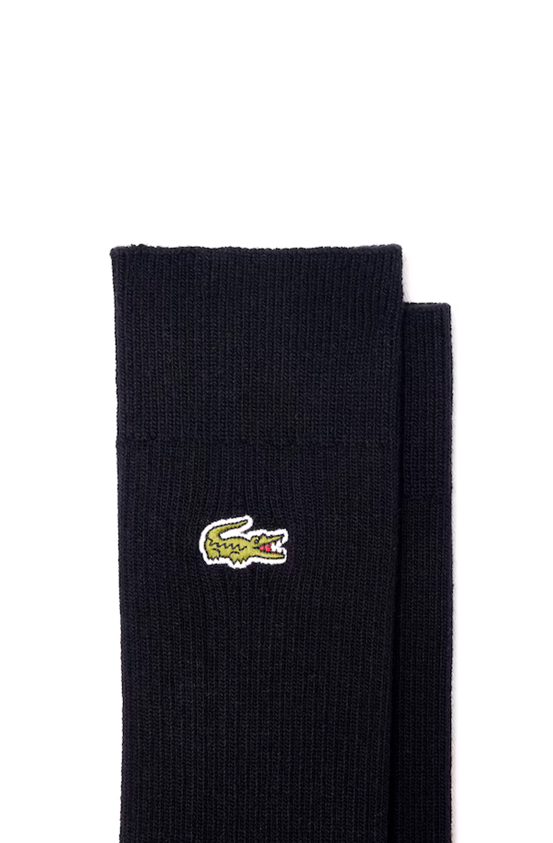 Kit 2 Meias Lacoste Canelada Lisa Preto - NewSkull