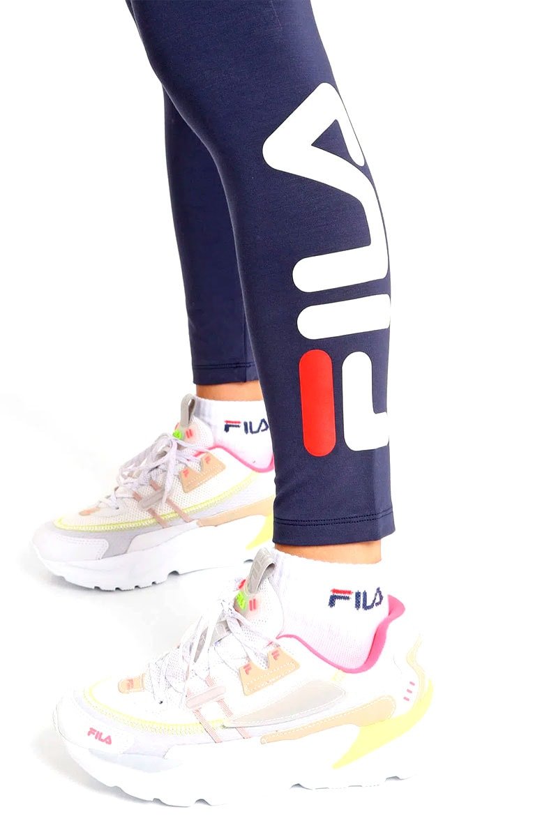 Legging Fila Letter Feminina Azul/Branco - NewSkull