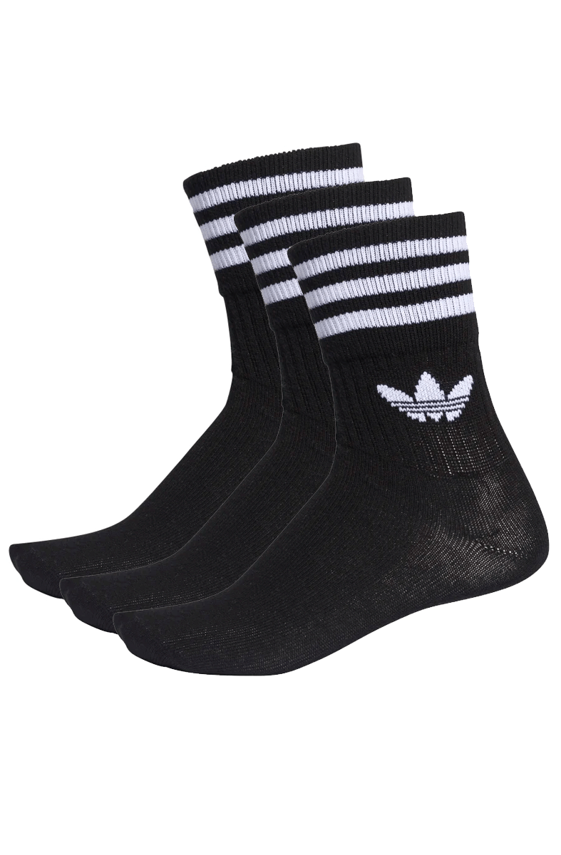 Meia Adidas Mid - Cut 3 Pares Preta - NewSkull