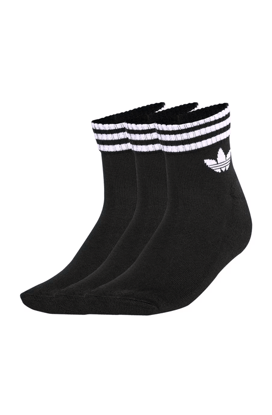 Meias Adidas 3 - stripes Ankle 3 Pares Preto/Branco - NewSkull