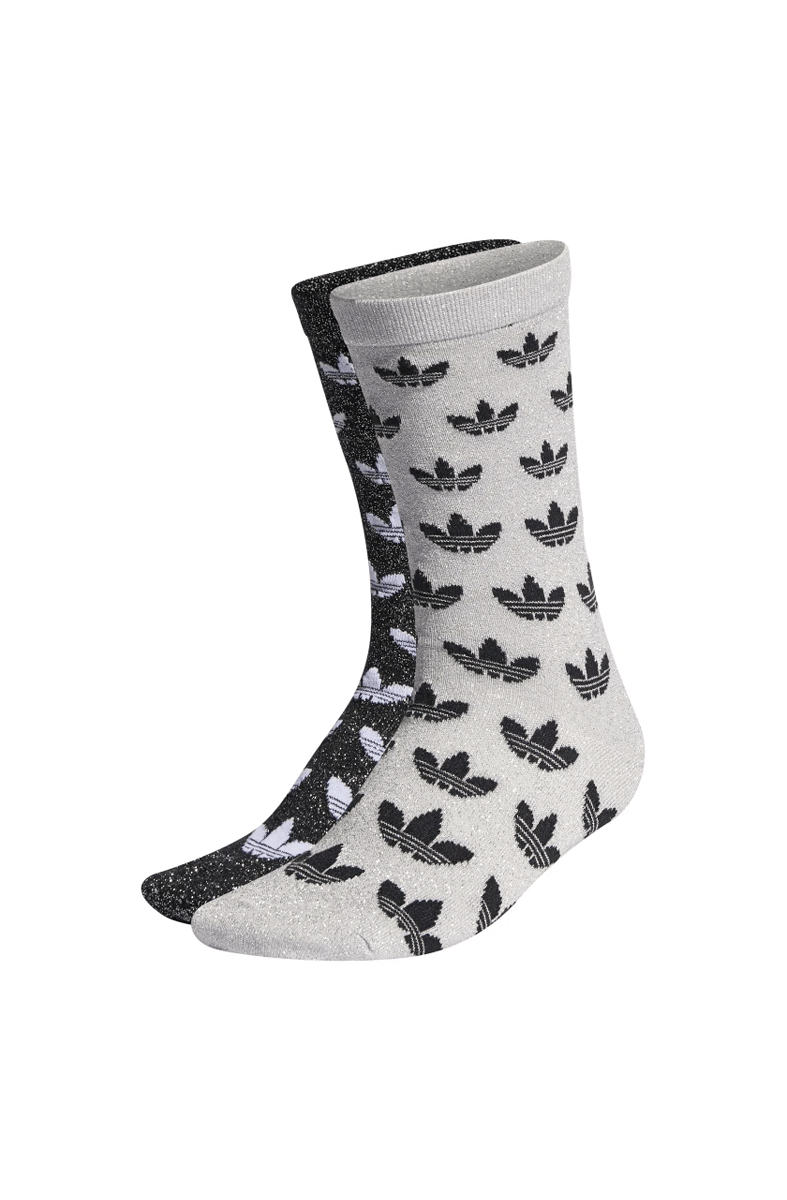 Meias Adidas cano alto Monogram Full Glitter 2 Pares Preto/Cinza - NewSkull