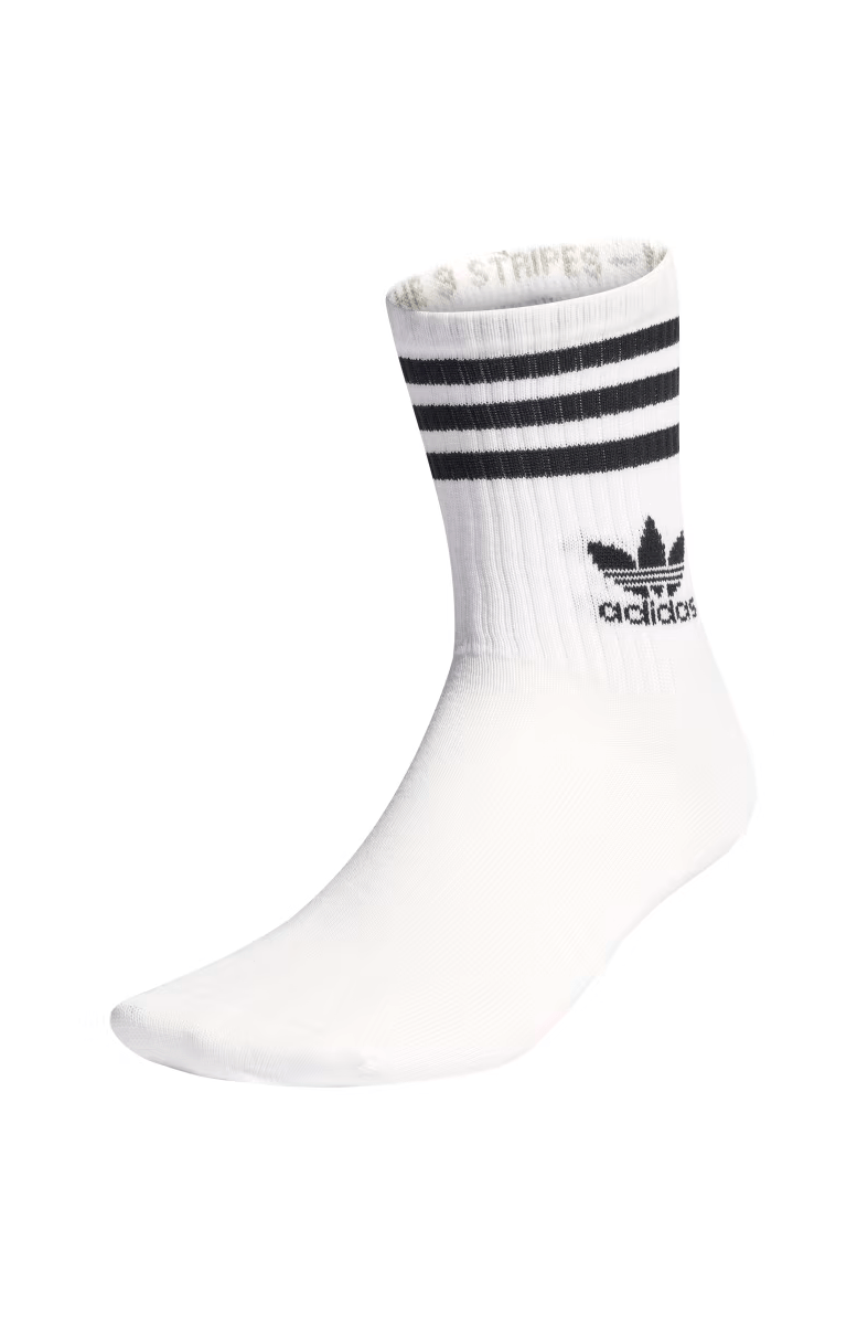 Meias Adidas Cano Médio 3 Pares Branco - NewSkull