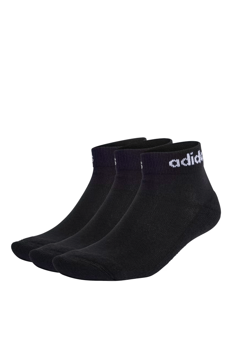 Meias Adidas Linear Ankle Cushioned 3 Pares Preto - NewSkull