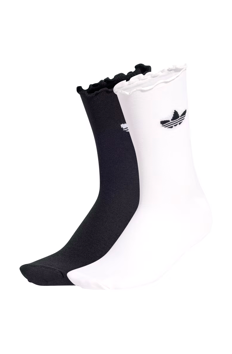Meias Adidas Ruffle Sock 2 Pares Branco/Preto - NewSkull