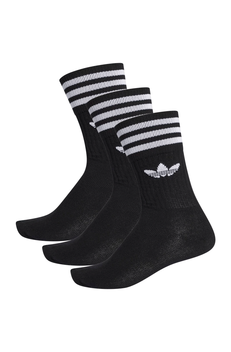 Meias Adidas Solid Crew Unissex 3 Pares Preta/Branca - NewSkull