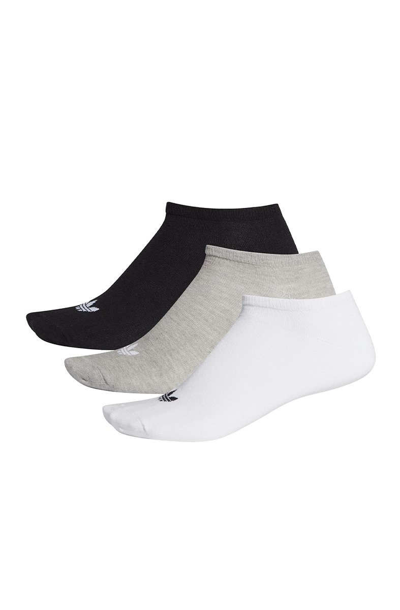 Meias Adidas Trefoil Soquete Kit 3 Pares Unissex Preta/Branca/Cinza - NewSkull