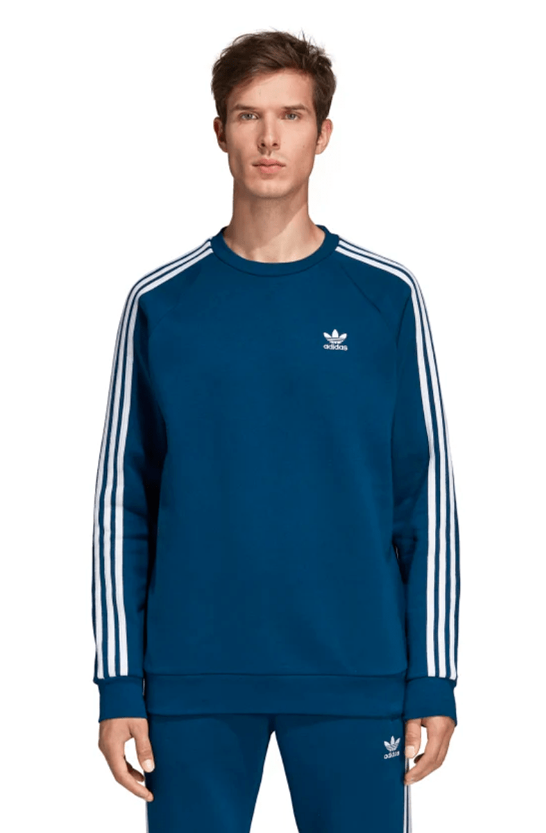 MOLETOM ADIDAS 3 STRIPES CREWNECK CARECA AZUL - NewSkull