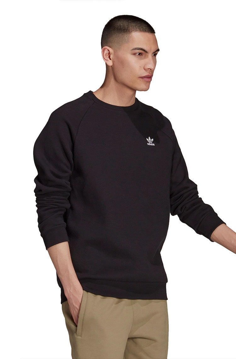 Moletom Adidas Adicolor Essentials Trefoil Crewneck Preto/Branco - NewSkull