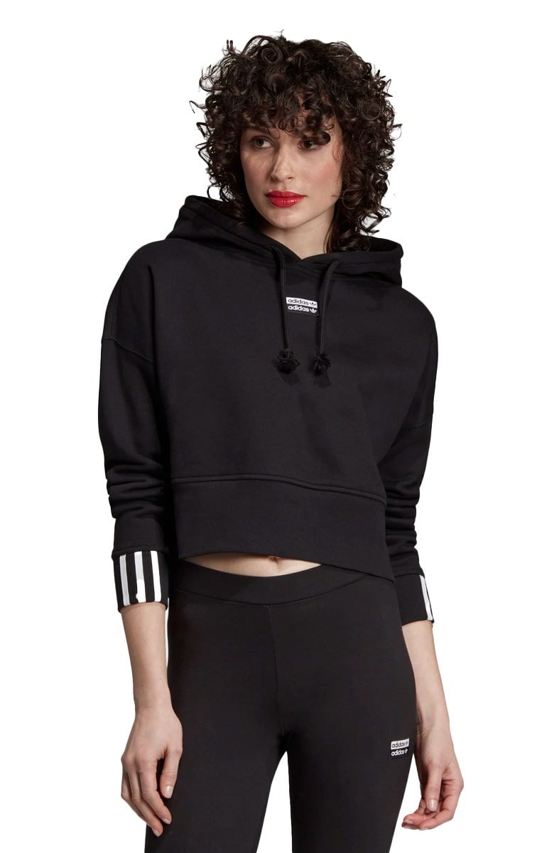 Moletom ADIDAS Capuz Cropped Feminino Preto - NewSkull