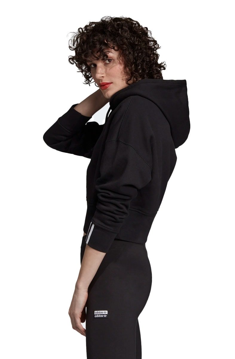 Moletom ADIDAS Capuz Cropped Feminino Preto - NewSkull