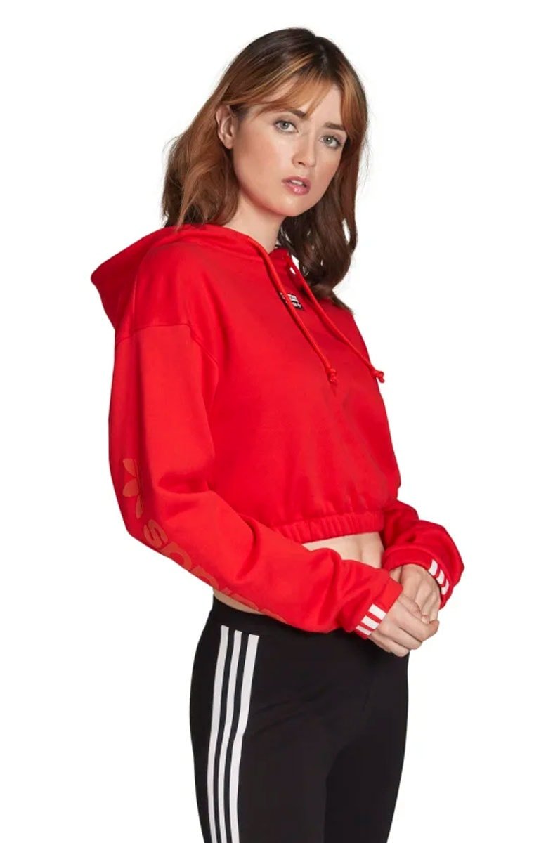 Moletom ADIDAS Capuz Cropped Feminino Vermelho - NewSkull