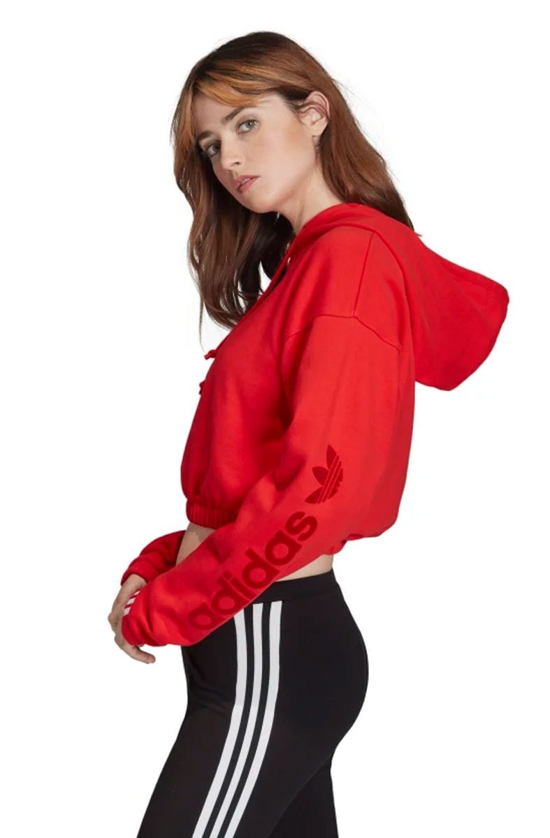 Moletom ADIDAS Capuz Cropped Feminino Vermelho - NewSkull